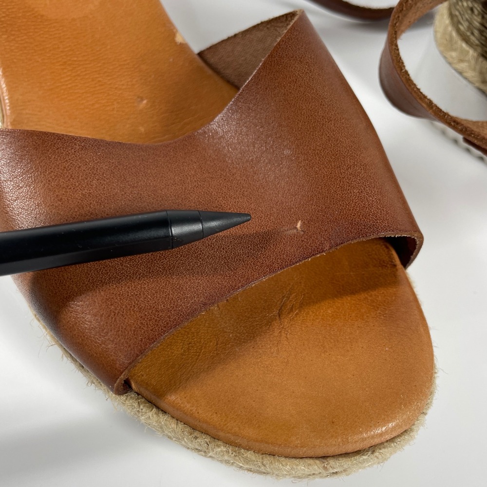 Sz 9.5-10 Bertuchi Brown Leather Espadrille Platform Sandals Made in Spain - Picture 5 of 16
